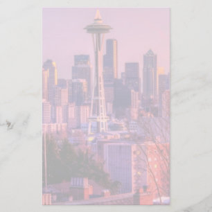 Sonnenuntergang hinter Seattle-Skylinen von Briefpapier