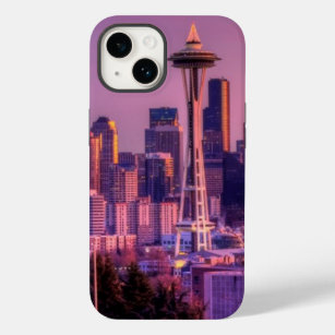 Sonnenuntergang hinter Seattle-Skylinen von Case-Mate iPhone 14 Hülle