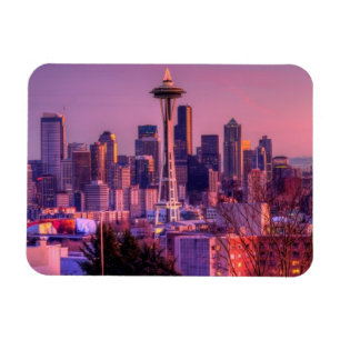 Sonnenuntergang hinter Seattle-Skylinen von Magnet