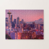 Sonnenuntergang hinter Seattle-Skylinen von Puzzle (Horizontal)