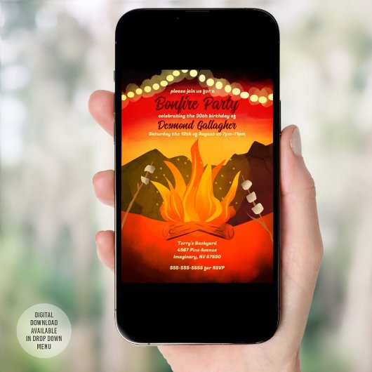 Sonnenuntergang-Hinterhoffeuer-Party Einladung