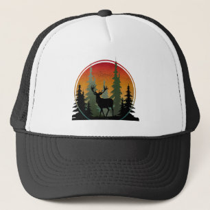 Sonnenuntergang Hirsch Natur Wald Tier Truckerkappe