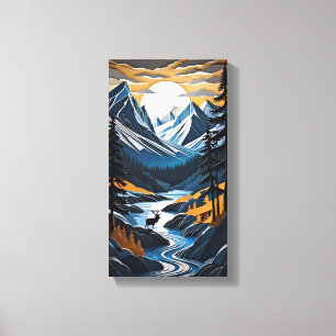 Sonnenuntergang Hirsche Leinwand Kunst, Dichtung u