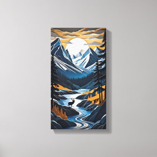 Sonnenuntergang Hirsche Leinwand Kunst, Dichtung u (Vorderseite)