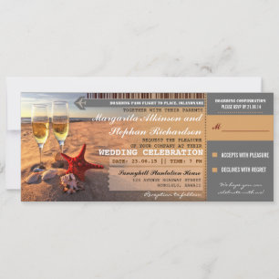 Sonnenuntergang Hochzeit Boarding Pass Einladungen