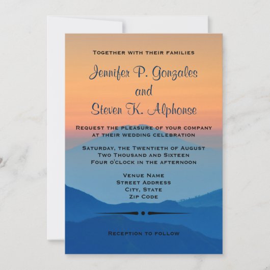 Sonnenuntergang Hochzeit Einladung (Vorderseite)