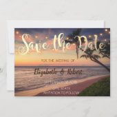 Sonnenuntergang, Hochzeit, Palmen, Lichter Save th The Date (Vorderseite)