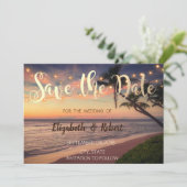 Sonnenuntergang, Hochzeit, Palmen, Lichter Save th The Date (Stehend Vorderseite)