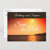 Sonnenuntergang Hochzeit speichern das Datum Ankündigungspostkarte (Vorne/Hinten)