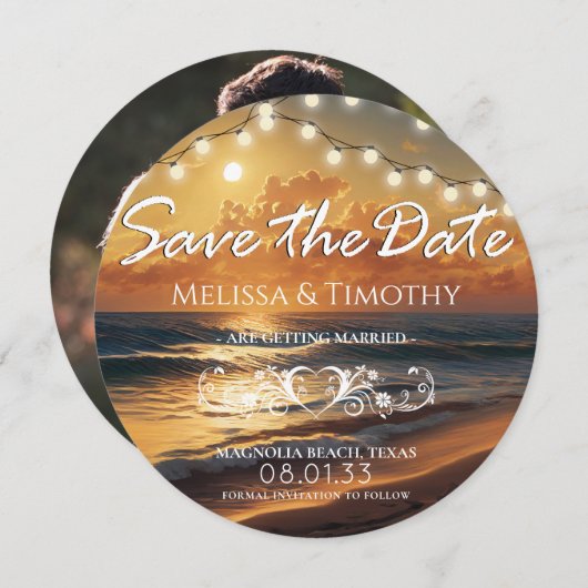 Sonnenuntergang Hochzeit speichern Sie das Datum Save The Date (Vorne/Hinten)