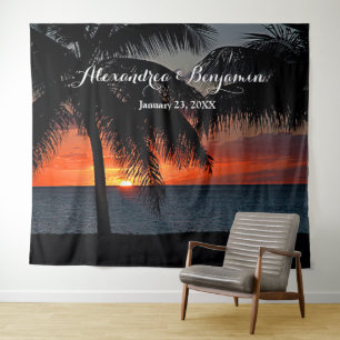 Sonnenuntergang Hochzeitskabine - Der Hintergrund  Wandteppich
