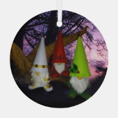 Sonnenuntergang Holz Gnomes Glas Circle Ornament (Rückseite)