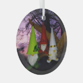 Sonnenuntergang Holz Gnomes Glas Circle Ornament (Vorderseite Rechts)