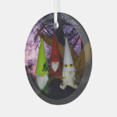 Sonnenuntergang Holz Gnomes Glas Circle Ornament (Vorderseite links)