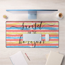 Sonnenuntergang Horizont Rosa Gelb Blaue Streifen