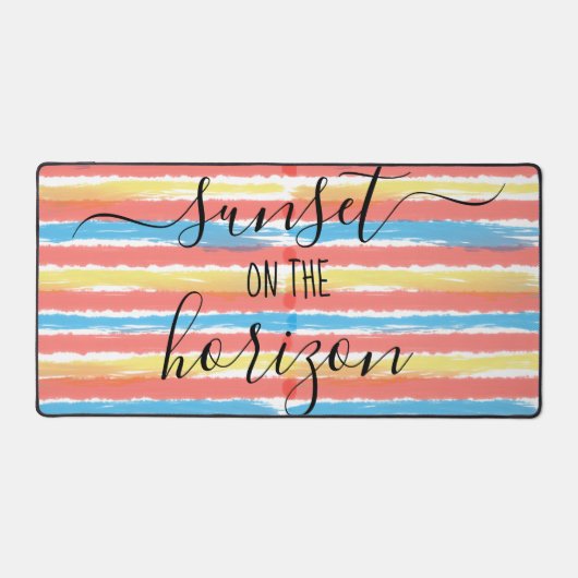 Sonnenuntergang Horizont Rosa Gelb Blaue Streifen Schreibtischunterlage (Vorderseite)
