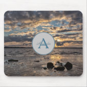 Sonnenuntergang im Foto mit Monogramm und Name Mousepad (Vorne)