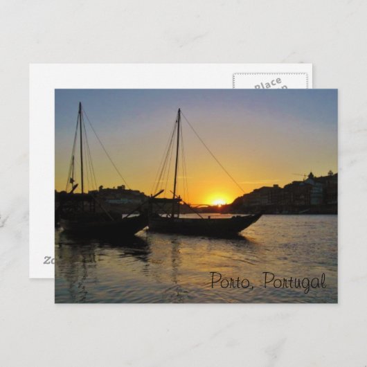 Sonnenuntergang im Frühjahr, Porto Portugal Postkarte (Vorne/Hinten)