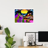 Sonnenuntergang im Garten der Blume Poster (Heimbüro)