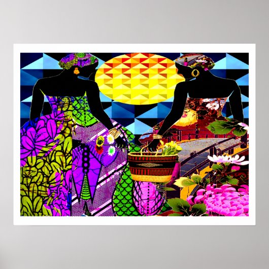 Sonnenuntergang im Garten der Blume Poster (Vorne)