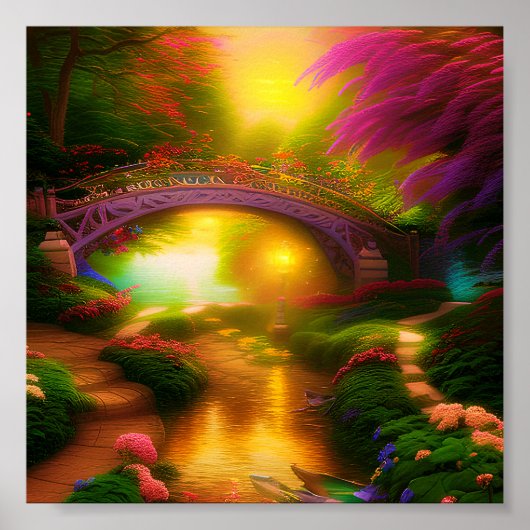 Sonnenuntergang im Garten Poster (Vorne)