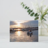 Sonnenuntergang im Hafen Postkarte (Stehend Vorderseite)