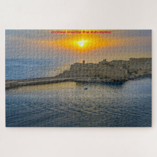 Sonnenuntergang im Hafen von Malta. Puzzle