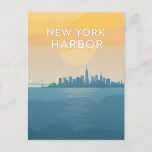 Sonnenuntergang im Hafen von New York Postkarte
