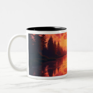 Sonnenuntergang im Herbst Zweifarbige Tasse