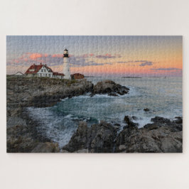 Sonnenuntergang im Leuchtturm Portland Head an der Puzzle