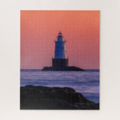 Sonnenuntergang im Leuchtturm Sakonnet auf Rhode I Puzzle (Vertikal)