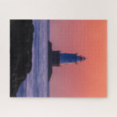 Sonnenuntergang im Leuchtturm Sakonnet auf Rhode I Puzzle (Horizontal)
