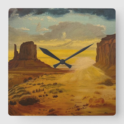 Sonnenuntergang im Monument Valley durch Gary Poli Quadratische Wanduhr (Vorderseite)