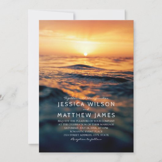 Sonnenuntergang im Nautical Ocean - Hochzeit Einladung (Vorderseite)