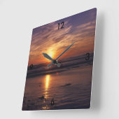 Sonnenuntergang im Ozean Quadratische Wanduhr (Winkel)