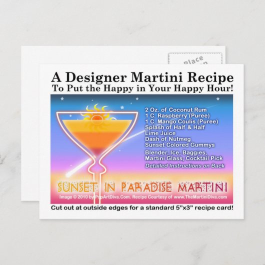 Sonnenuntergang im Paradis Martini Rezept Postkart Postkarte (Vorne/Hinten)
