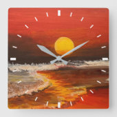 Sonnenuntergang im Pazifik, von Gary Poling Quadratische Wanduhr (Vorderseite)
