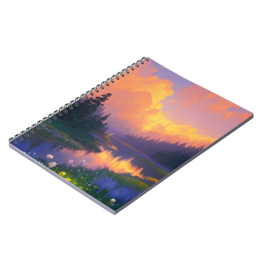 Sonnenuntergang im Pinienwald Notizblock (Linke Seite)