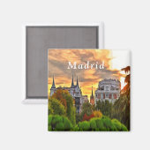 Sonnenuntergang im Retiro Park in Madrid. Magnet (Vorderseite/Rückseite)