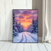 Sonnenuntergang im Schnee | Winterliche Berglandsc Poster