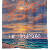 Sonnenuntergang im tropischen Meer Duschvorhang (Vorderseite)