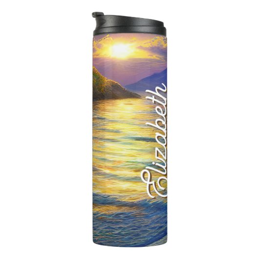 Sonnenuntergang im tropischen Meer Thermosbecher (Nach rechts gedreht)