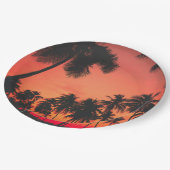 Sonnenuntergang im tropischen Palmenbaum Pappteller (Schrägansicht)