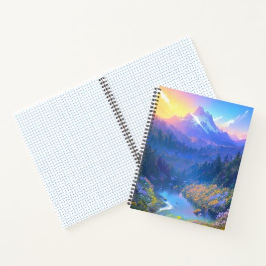 Sonnenuntergang im überwucherten Bergtal Notizblock (Innenseite)