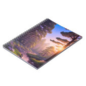 Sonnenuntergang im üppigen Pinienwald Notizblock (Linke Seite)