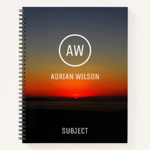 Sonnenuntergang im Wasser Mit Monogramm Notizblock