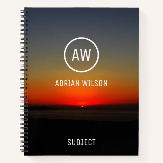 Sonnenuntergang im Wasser Mit Monogramm Notizblock (Vorderseite)