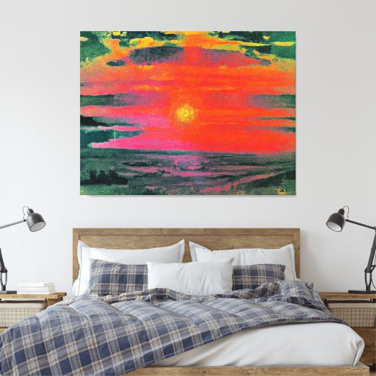 Sonnenuntergang im Winter, Kunstwerk von Arkhip Ku Leinwanddruck (Insitu (Schlafzimmer))