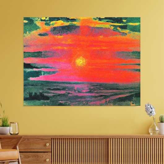 Sonnenuntergang im Winter, Kunstwerk von Arkhip Ku Leinwanddruck (Insitu (Wohnzimmer))