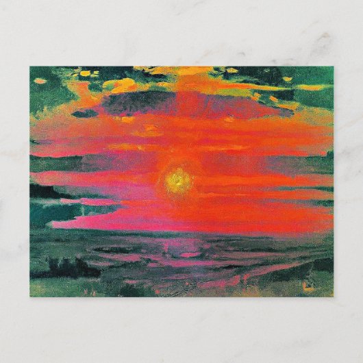 Sonnenuntergang im Winter, Kunstwerk von Arkhip Ku Postkarte (Vorderseite)
